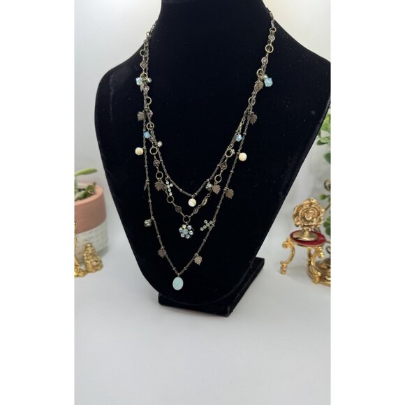 Liz Palacios Layered Necklace Crystal Beads Multi Strand Boho Vintage Jewelry - Picture 3 of 8